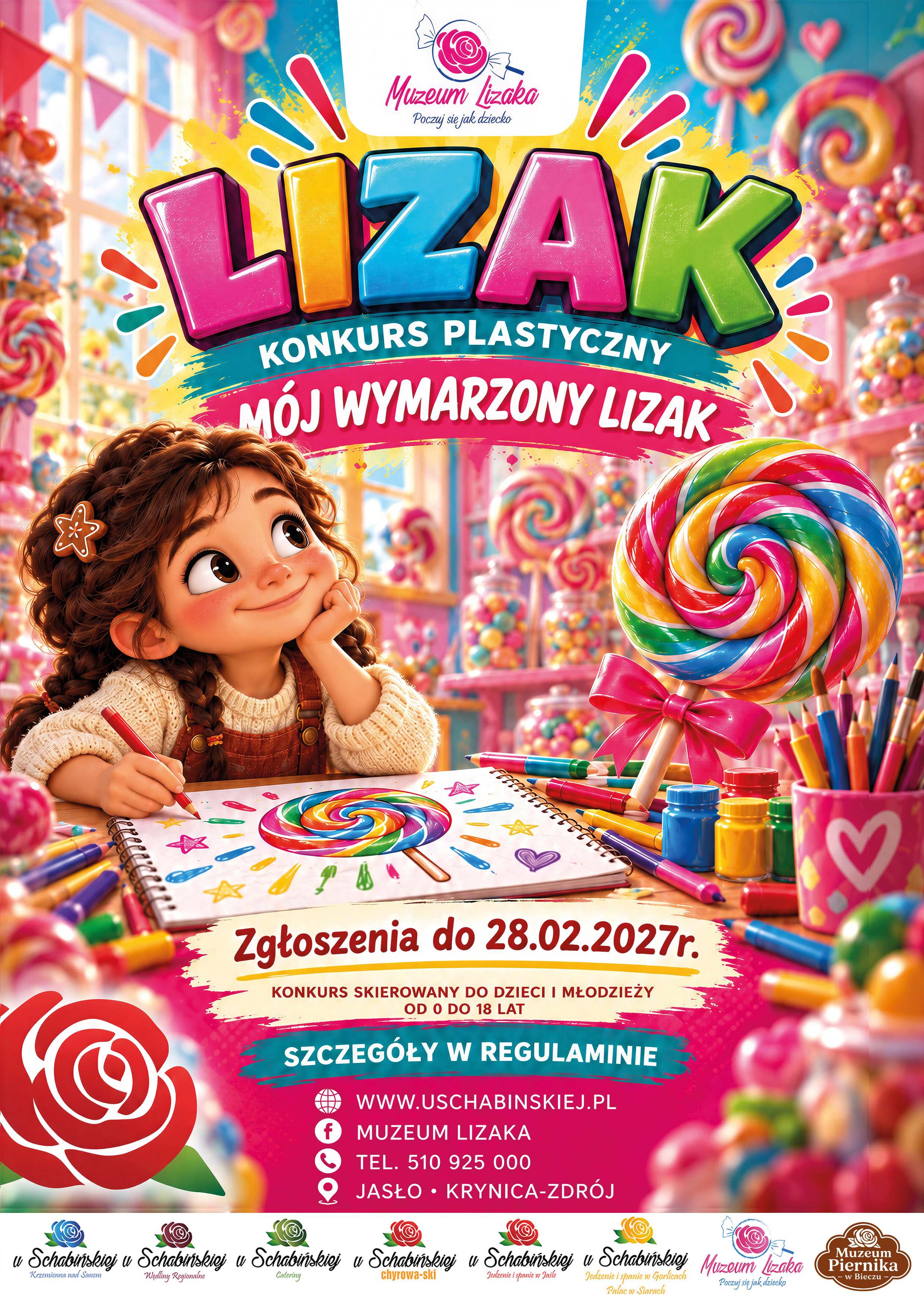 Muzeum Lizaka Konkurs Plastyczny Mój Wymarzony Lizak dla dzieci i młodzieży do 18 lat Plakat konkursu plastycznego