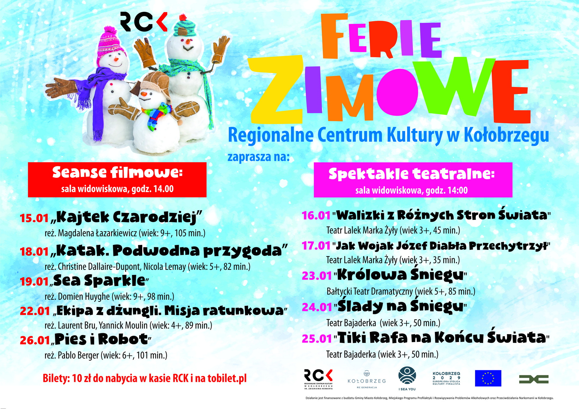 Ferie Zimowe 2024 w RCK-u - filmy i teatr