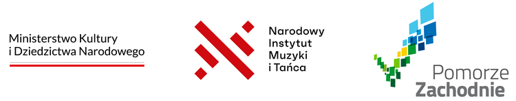 Ministerstwo Kultury i Dziedzictwa Narodowego, Narodowy Instytut Muzyki i Tańca, Pomorze Zachodnie loga Logo Ministerstwa Kultury i Dziedzictwa Narodowego, Narodowego Instytutu Muzyki i Tańca oraz Województwa Zachodniopomorskiego.